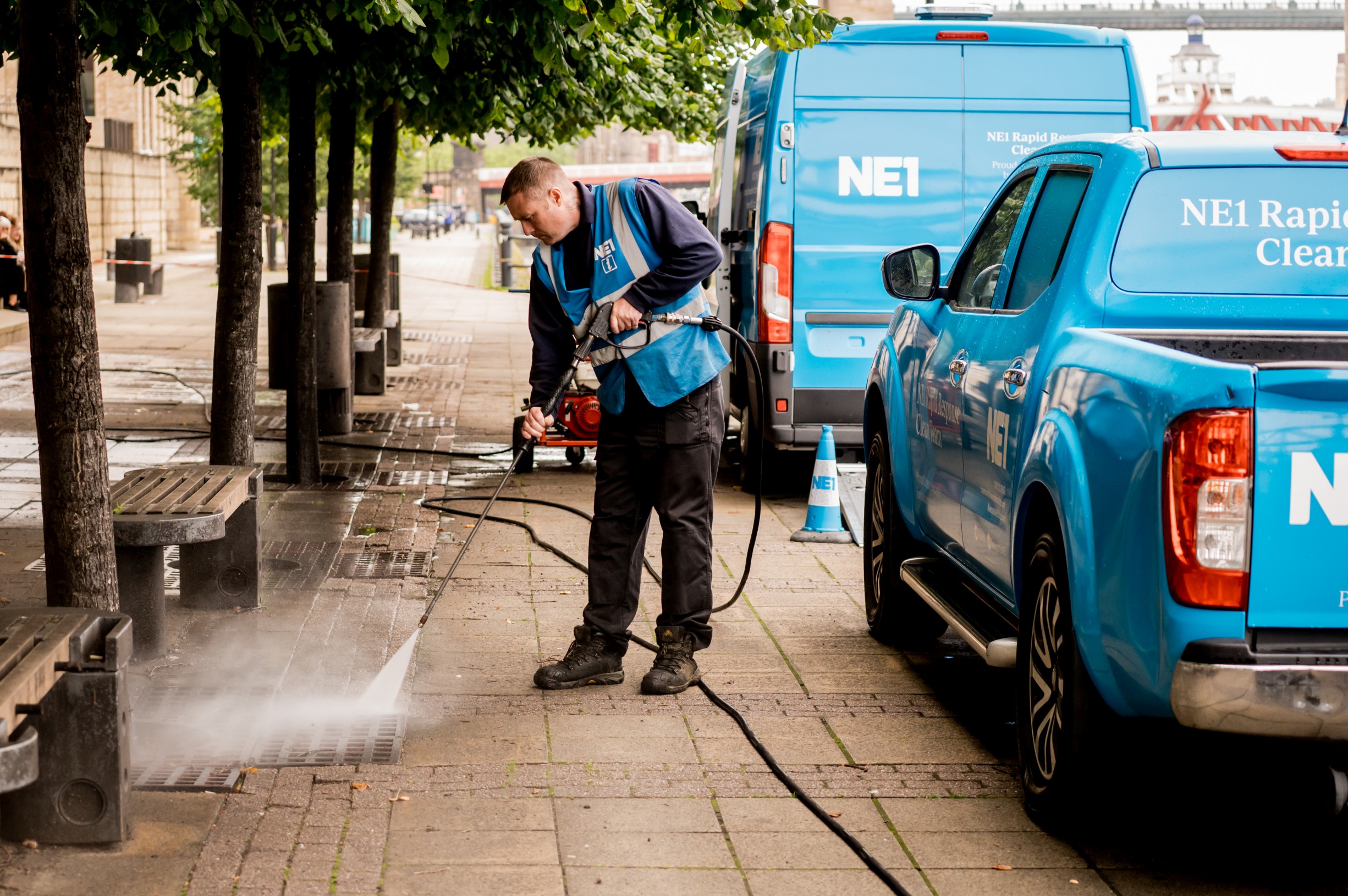 NE1 Clean Team performing a jet wash